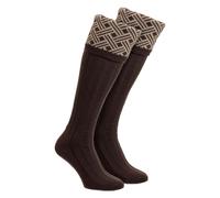HJ Hall Mens Shooting Merino Wool Socks Warm Country Jacquard Pattern - 11-13 UK - Chocolate