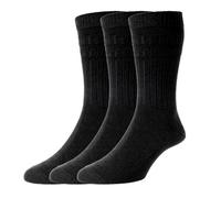 HJ Hall Men's Thermal Wool Softop Socks - HJ95 (3-Pair), Insulated Heavy Weight Non-Elastic Top No Mark Diabetic Socks for Sensitive, Blister Prone, & Swollen Feet (Black, UK Size 6-11)