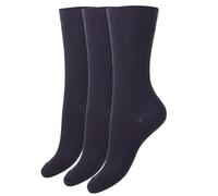 HJ Hall Women's Extra Wide Softop Socks - HJ191 (3-Pair), Ventilated Breathable Non-Elastic Top Cotton Diabetic Socks for Oedema, Sensitive, & Blister Prone Feet (Navy, UK Size 4-7)