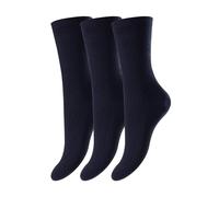 HJ Hall Women's Original Cotton Softop Socks - HJ91 (3-Pair), Ventilated Breathable Non-Elastic Top Diabetic Socks for Sensitive, Blister Prone, & Swollen Feet (Navy, UK Size 4-7)