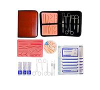 HJ SONs All-in-One Suturing Practice Kit for Medical Students - With stylish brown bag, Tools and threads. Complete set for nursing student.
