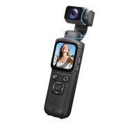 HJ05 4K Handheld Pocket Camera with Face-Tracking Rotating Lens-Black | 75-Megapixel Photos, 1.72-Inch Touchscreen, 2,400 mAh Battery, 180-Min Recording, Vlog Gimbal Camcorder