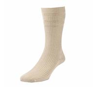 HJ91 Hall MENS SOFTOP No Elastic Cotton Rich Socks 11-13 3pk All Oatmeal