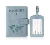Hja Boutiques UK PU Leather Passport Holder and Luggage Tag Set,Passport Cover,RFID Blocking Passport Wallet Case Travel Accessories Essentials