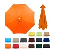 HJAFPPX Sun Umbrella Replacement Cloth, Replacement Parasol Fabric Cover 2/2.3/2.5/2.7/3/3.50M + 6 Arms/8 Arms Replacement Parasol Canopy For Garden Umbrella(Orange,11.4ft(350cm)/8 arms)