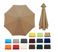 HJAFPPX Sun Umbrella Replacement Cloth, Replacement Parasol Fabric Cover 2/2.3/2.5/2.7/3/3.50M + 6 Arms/8 Arms Replacement Parasol Canopy For Garden Umbrella(Khaki,7.5ft(230cm)/8 arms)