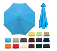 HJAFPPX Sun Umbrella Replacement Cloth, Replacement Parasol Fabric Cover 2/2.3/2.5/2.7/3/3.50M + 6 Arms/8 Arms Replacement Parasol Canopy For Garden Umbrella(Lake blue,7.5ft(230cm)/8 arms)