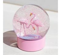 HJANDHJ Pink Flamingos Snow Globe for Girls, Glitter Glass Snowglobes for Kids, 100MM Pink Flamingos Christmas Snow Globe, Sow Globes Home Office Table Decor Birthday Valentines Gift
