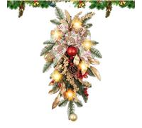 Hjatirace Christmas Wreaths for Front Door,22 Inch Artificial Winter Decor with Bow And Pine Cone - Christmas Red Berry Wreath | for Holiday Birthday Party Winter Gardening Daily Offices Home Room