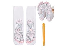 Hjatirace Foot Massage Sock and Tool - Elastic Fit with Point Chart,Cotton Foot Socks for Masaging | for Living Room Bedroom Dorm Apartment Travel Mother Father Wife Elderly