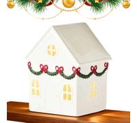 Hjatirace Light Up Christmas Houses | Resin Party Decorations - White Holiday House Christmas Decorations | for Bedroom Living Room Office Desk Shelf Apartment Farmhouse Indoor Holiday