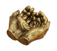 Hjatirace Sculpture Key Tray, Double Hands Shape Keys Storage, Bronze-coloured, 13x13cm/5.12x5.12 inches, Resin Material