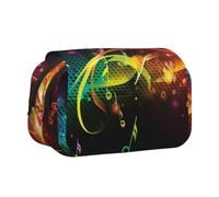 HJBNW Colorful Music Notes Pencil Case Multi- Slot Pencil Pouch Big Capacity Pencil Bag Portable Makeup Bag for Men Women