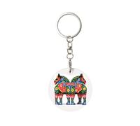 HJBNW Metal Keychains Keyring Key Clips Personalized Key Ring tie dye rainbow Key Chain Rings Key Charm Cute Car Key Chain Accessory Backpack Purse Charms for Women Men, Runner Swedish Dala Horse Folk