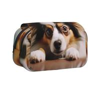 HJBNW Papillon Lying on Tummy Pencil Case Multi- Slot Pencil Pouch Big Capacity Pencil Bag Portable Makeup Bag for Men Women