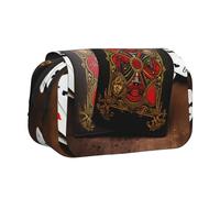 HJBNW Playing Cards Pencil Case Multi- Slot Pencil Pouch Big Capacity Pencil Bag Portable Makeup Bag for Men Women