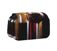 HJBNW Three Wine Bottles and Glass Over Pencil Case Multi- Slot Pencil Pouch Big Capacity Pencil Bag Portable Makeup Bag for Men Women