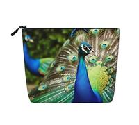 HJBNW Travel Makeup Bag for Women Large Capacity Cosmetic Bags Waterproof Portable Toiletry Bag Beautiful peacock Make Up Bags with Zipper Aesthetic Makeup Organizer for Ladies Gift, Black, One Size