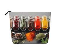 HJBNW Travel Makeup Bag for Women Large Capacity Cosmetic Bags Waterproof Portable Toiletry Bag condiments Spices Make Up Bags with Zipper Aesthetic Makeup Organizer for Ladies Gift, Black, One Size