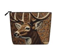 HJBNW Travel Makeup Bag for Women Large Capacity Cosmetic Bags Waterproof Portable Toiletry Bag Deer on brown background Make Up Bags with Zipper Aesthetic Makeup Organizer for Ladies Gift