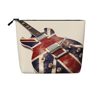 HJBNW Travel Makeup Bag for Women Large Capacity Cosmetic Bags Waterproof Portable Toiletry Bag Guitar British Flag Make Up Bags with Zipper Aesthetic Makeup Organizer for Ladies Gift