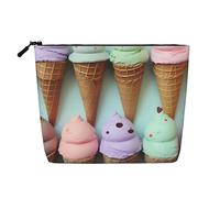 HJBNW Travel Makeup Bag for Women Large Capacity Cosmetic Bags Waterproof Portable Toiletry Bag Ice Cream Cones Make Up Bags with Zipper Aesthetic Makeup Organizer for Ladies Gift, Black, One Size