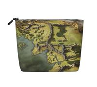 HJBNW Travel Makeup Bag for Women Large Capacity Cosmetic Bags Waterproof Portable Toiletry Bag Middle Earth Map Make Up Bags with Zipper Aesthetic Makeup Organizer for Ladies Gift, Black, One Size