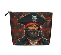HJBNW Travel Makeup Bag for Women Large Capacity Cosmetic Bags Waterproof Portable Toiletry Bag Pirate Captain Make Up Bags with Zipper Aesthetic Makeup Organizer for Ladies Gift, Black, One Size