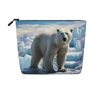 HJBNW Travel Makeup Bag for Women Large Capacity Cosmetic Bags Waterproof Portable Toiletry Bag Polar Bear Ice Make Up Bags with Zipper Aesthetic Makeup Organizer for Ladies Gift, Black, One Size