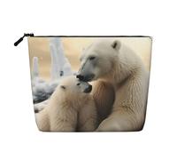 HJBNW Travel Makeup Bag for Women Large Capacity Cosmetic Bags Waterproof Portable Toiletry Bag Polar Bear Love Make Up Bags with Zipper Aesthetic Makeup Organizer for Ladies Gift, Black, One Size
