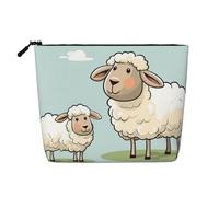 HJBNW Travel Makeup Bag for Women Large Capacity Cosmetic Bags Waterproof Portable Toiletry Bag Sheep and Lamb Cartoon Make Up Bags with Zipper Aesthetic Makeup Organizer for Ladies Gift, Black, One