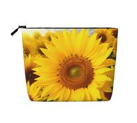 HJBNW Travel Makeup Bag for Women Large Capacity Cosmetic Bags Waterproof Portable Toiletry Bag Sunflowers Make Up Bags with Zipper Aesthetic Makeup Organizer for Ladies Gift, Black, One Size