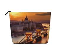 HJBNW Travel Makeup Bag for Women Large Capacity Cosmetic Bags Waterproof Portable Toiletry Bag Sunset in Budapest Make Up Bags with Zipper Aesthetic Makeup Organizer for Ladies Gift, Black, One Size