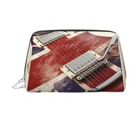 HJBNW Travel Makeup Bag Large Capacity Cosmetic Bags Waterproof Portable Toiletry Bag Guitar British Flag Make Up Bags with Zipper Aesthetic Makeup Case Organizer for Women, Silver, One Size