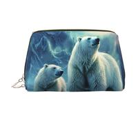 HJBNW Travel Makeup Bag Large Capacity Cosmetic Bags Waterproof Portable Toiletry Bag Polar Bears Northern Lights Make Up Bags with Zipper Aesthetic Makeup Case Organizer for Women, Gold, One Size
