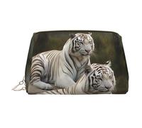 HJBNW Travel Makeup Bag Large Capacity Cosmetic Bags Waterproof Portable Toiletry Bag White Tigers Make Up Bags with Zipper Aesthetic Makeup Case Organizer for Women, Gold, One Size