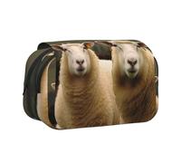 HJBNW Two White Sheep Pencil Case Multi- Slot Pencil Pouch Big Capacity Pencil Bag Portable Makeup Bag for Men Women