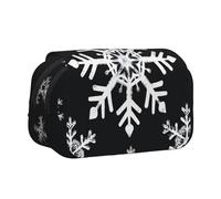 HJBNW White Snowflake Pencil Case Multi- Slot Pencil Pouch Big Capacity Pencil Bag Portable Makeup Bag for Men Women