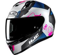 HJC C10 Aspa Helmet, black-pink-blue-silver, size M for Men