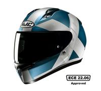 HJC C10 Tez Full Face Motorcycle Helmet Motorbike Scooter ACU Gold Crash Lid Blue (XS)