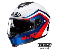 HJC C91N Nepos Modular Motorcycle Helmet Flip Front Touring Motorbike Lid White/Blue/Red (M)