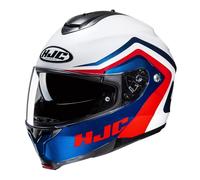 HJC C91N Nepos Modular Motorcycle Helmet Flip Front Touring Motorbike Lid White/Blue/Red (M)