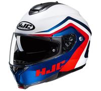 HJC C91N Nepos Modular Motorcycle Helmet Flip Front Touring Motorbike Lid White/Blue/Red (M)