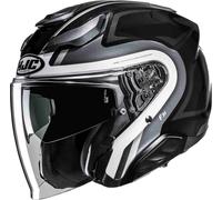 HJC F31 Bask Jet Helmet, black-white-silver, size S for Men
