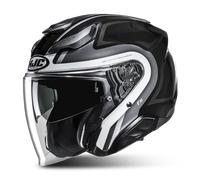 HJC F31 Bask Jet Helmet, black-white-silver, size XL for Men