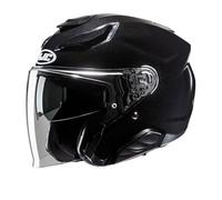 HJC F31 Open Face Fibreglass Scooter Helmet Motorcycle Dual Visor Plain Black (L)