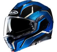 HJC i100 Lorix Helmet, black-white-blue, size L for Men