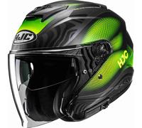 HJC i31 Depe Jet Helmet, black-grey-green, size M for Men