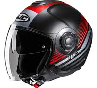 HJC i40N Dova Jet Helmet, black-red-silver, size L for Men