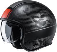 HJC V30 Alpi Jet Helmet, black-red, size M